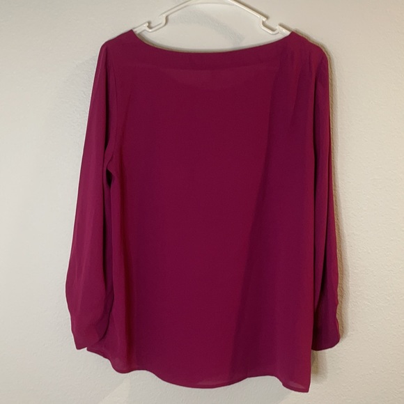 Loft Raspberry Polyester Long Sleeve Top - Picture 4 of 4